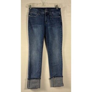 NYDJ Jeans Womens  Blue Denim Lift Tuck Tech Mid Rise Skinny Ankle Cuff 0 Petit